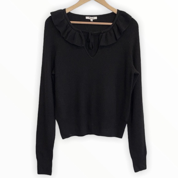 NEW Madewell Tie-Neck Ruffle Pullover Sweater - Picture 6 of 12